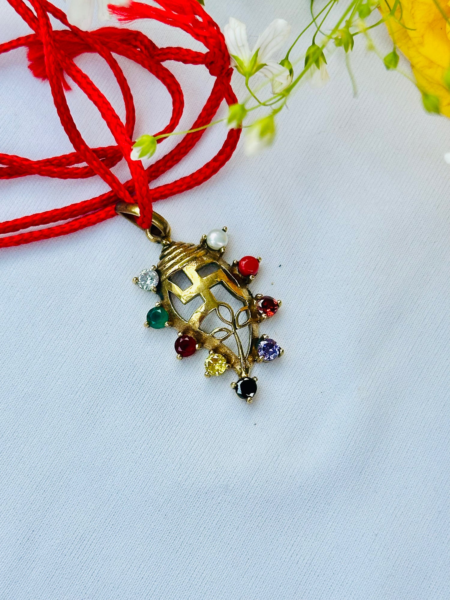 Navratan Stone Pendant - Abhimantrit & Certified
