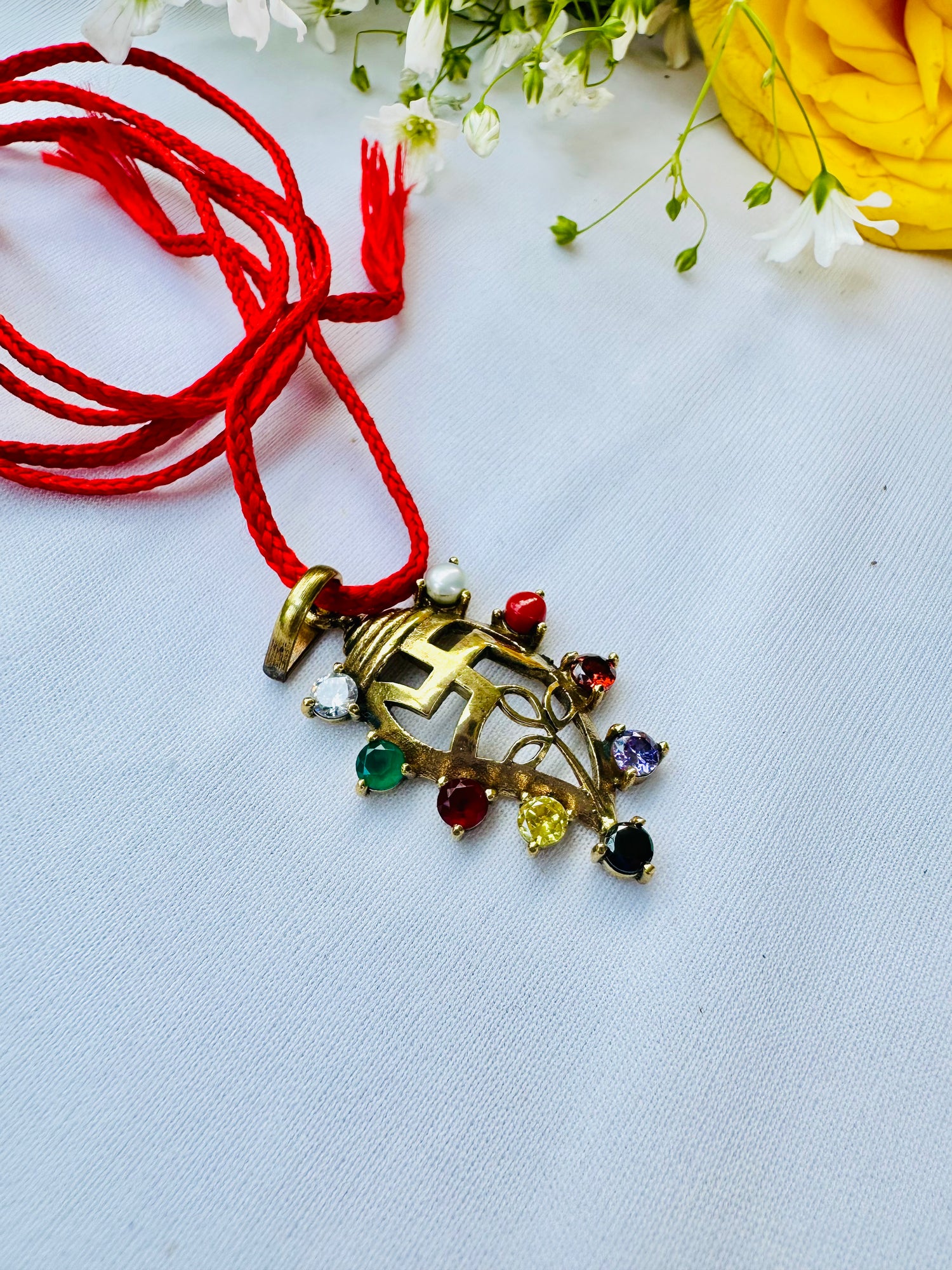 Navratan Stone Pendant - Abhimantrit & Certified