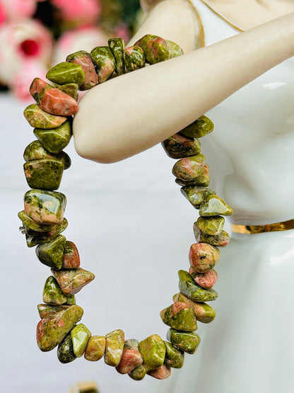 Unakite Uncut Crystal Bracelet - Abhimantrit & Certified