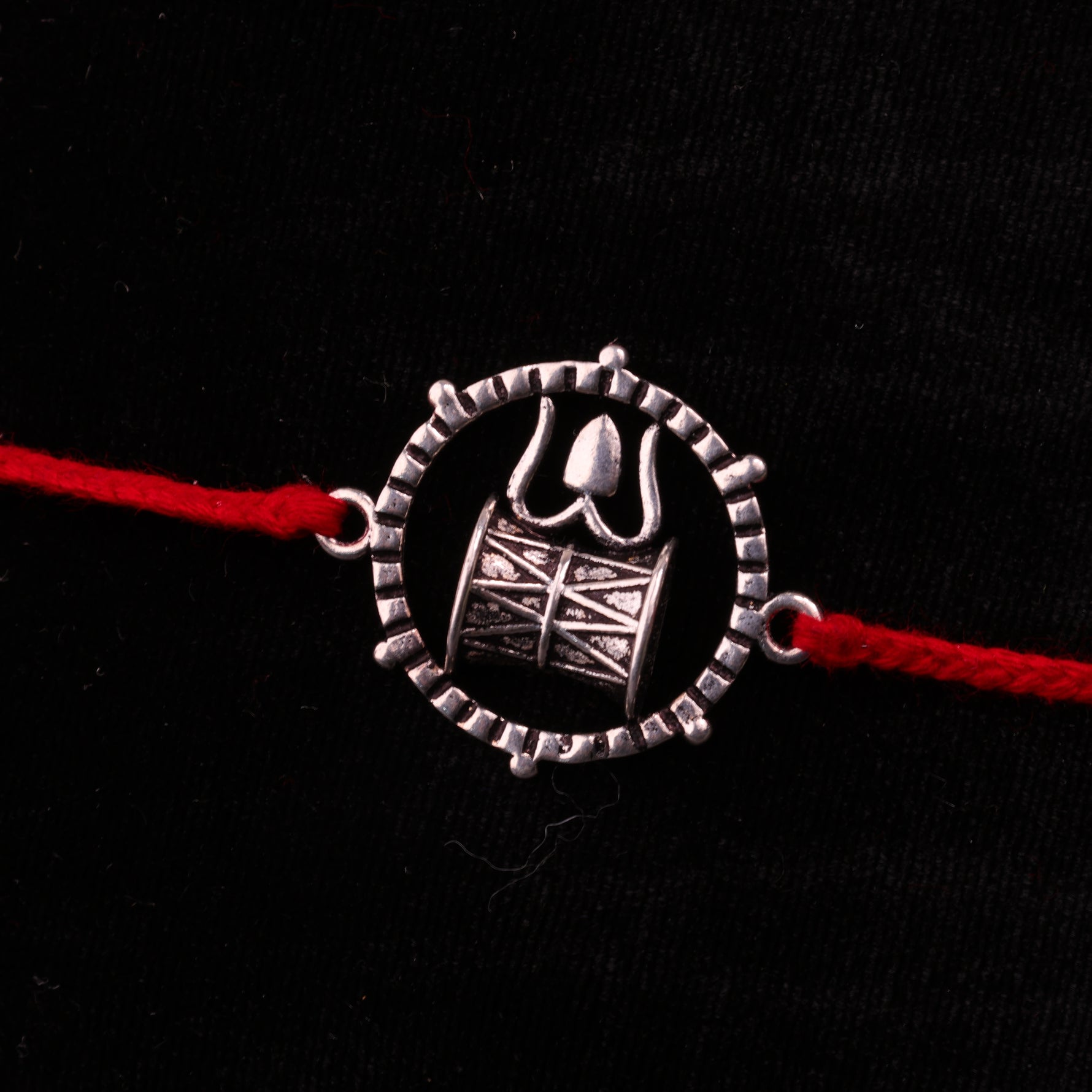 925 Pure Silver Trishul & Damru Rakhi for Protection, Strength & Divine Blessings