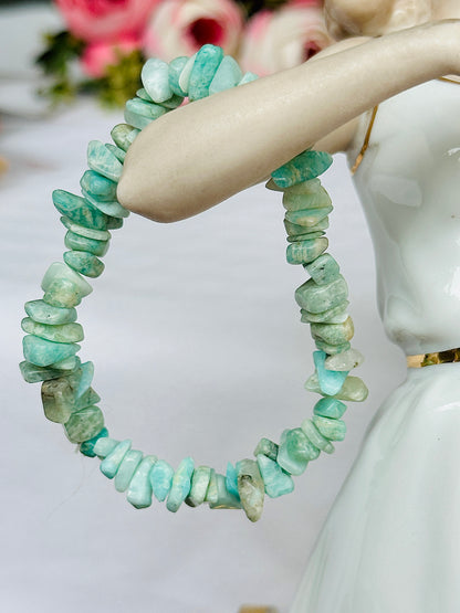 Reduces Mars Effects, Balances Root Chakra & Adds Stability: Amazonite Uncut Bracelet - Abhimantrit & Certified