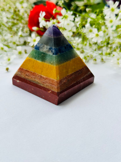 Seven Chakra Pyramid (H-6cm) 202gm - Abhimantrit & Certified