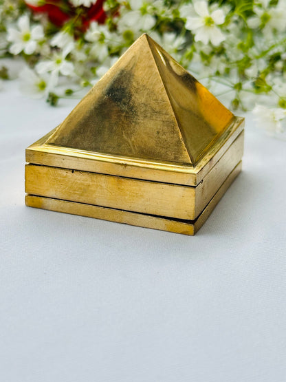 Golden Pyramid (5cm) 343gm - Abhimantrit & Certified
