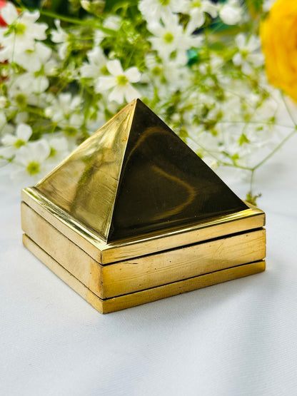 Golden Pyramid (5cm) 343gm - Abhimantrit & Certified