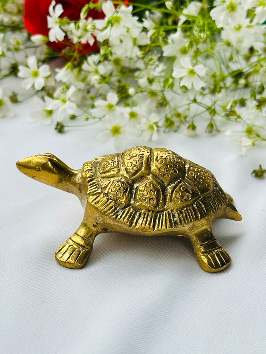 Money Attract Brass Turtle Feng Shui (H-3cm, W-9cm) 224gm - Abhimantrit & Certified