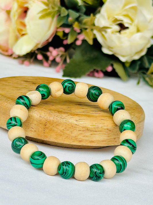 Tulsi and Malachite Bracelet- Abhimantrit & Certified