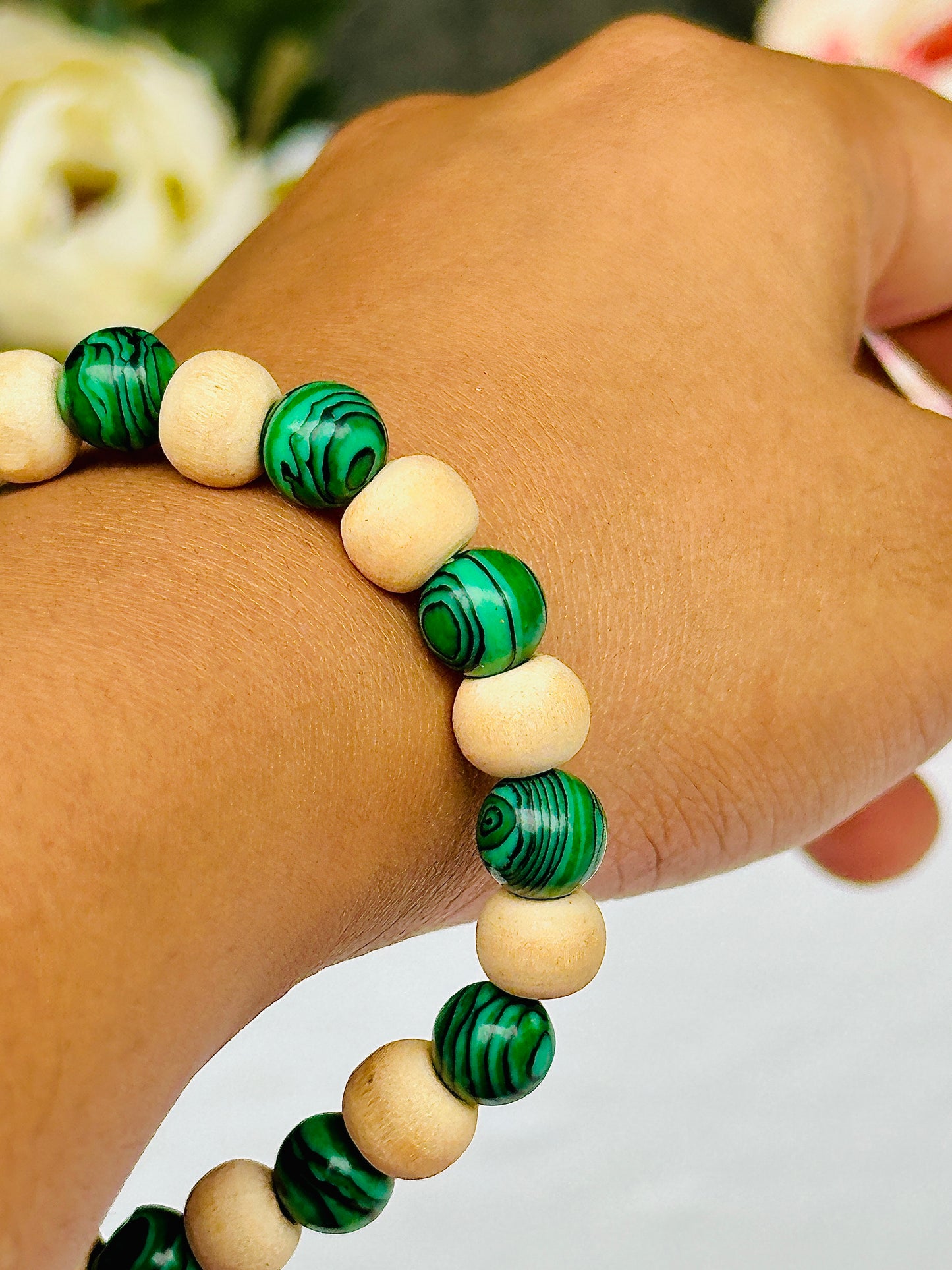 Tulsi and Malachite Bracelet- Abhimantrit & Certified