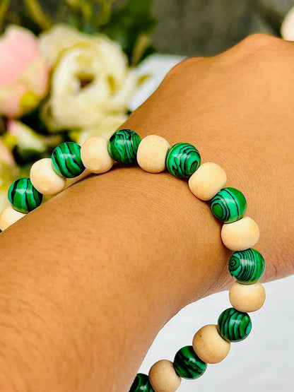 Tulsi and Malachite Bracelet- Abhimantrit & Certified