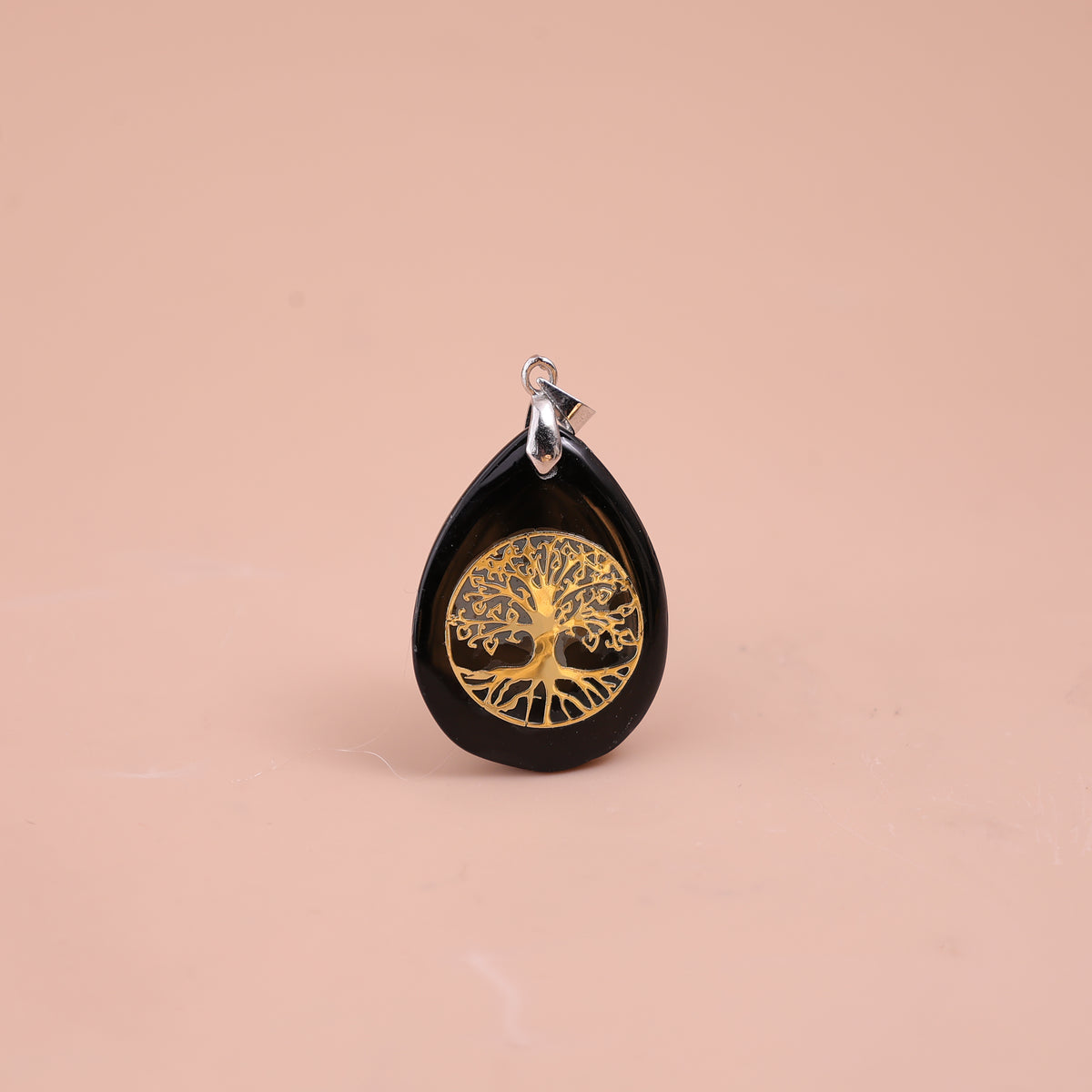 Black Hakik (Agate) Stone Tree of Life Pendant for Protection & Strength – Abhimantrit & Certified