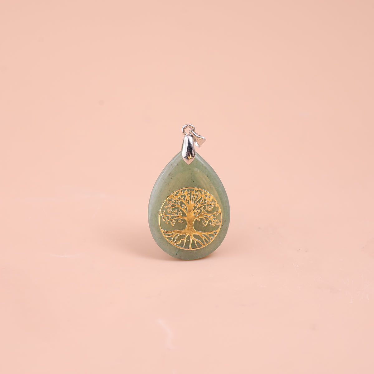 Green Aventurine Stone Tree of Life Pendant for Success & New Beginning – Abhimantrit & Certified