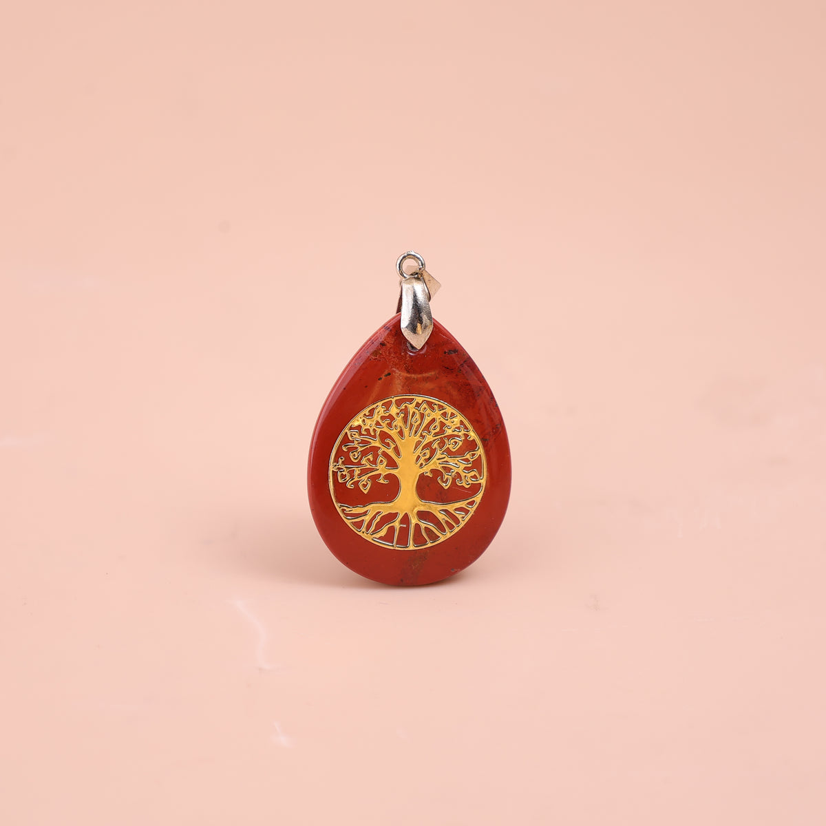 Red Jasper Stone Tree of Life Pendant for Financial Stability & Prosperity – Abhimantrit & Certified