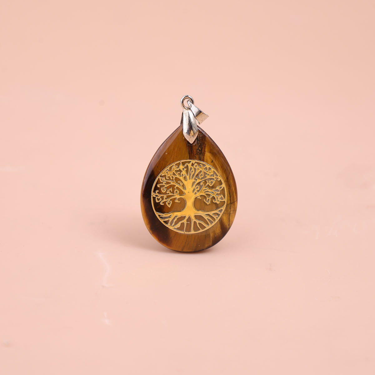 Tiger Eye Stone Tree of Life Pendant for Abundance & Wealth Enhancement - Abhimantrit & Certified
