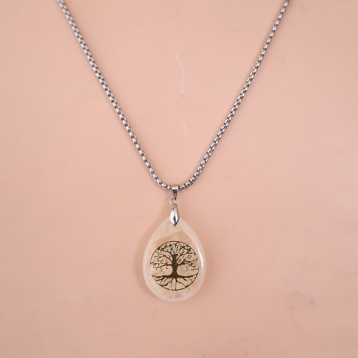Clear Quartz Stone Tree of Life Pendant for Personal and Business Growth – Abhimantrit & Certified