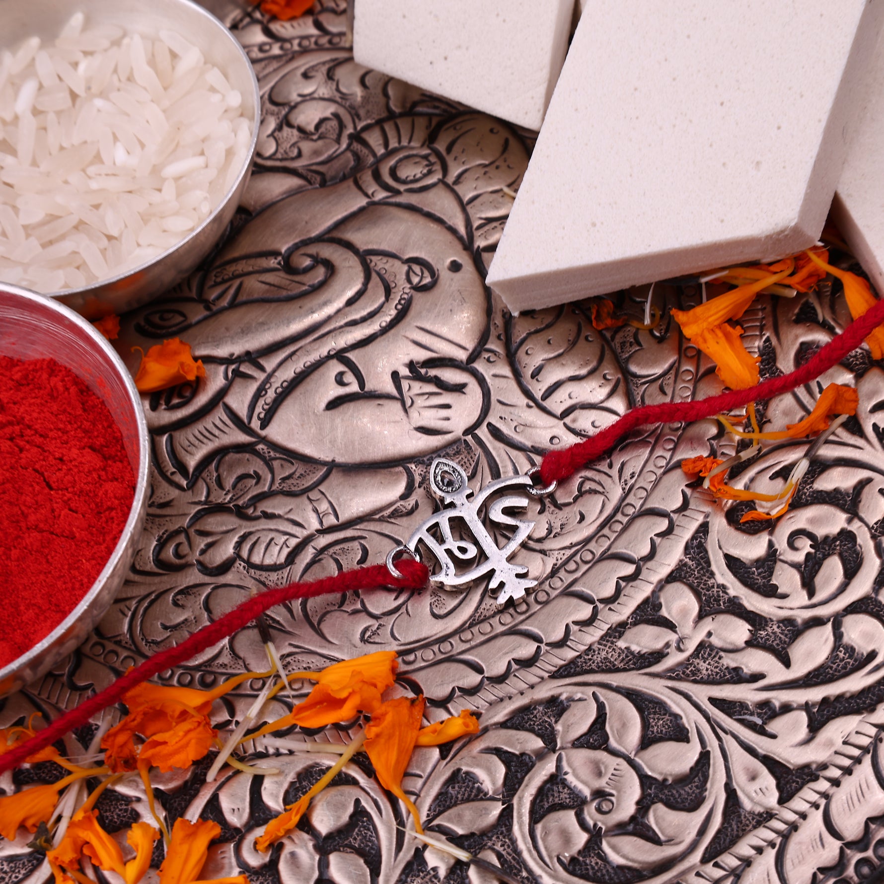 925 Pure Silver Ram Thread Rakhi for Divine Protection