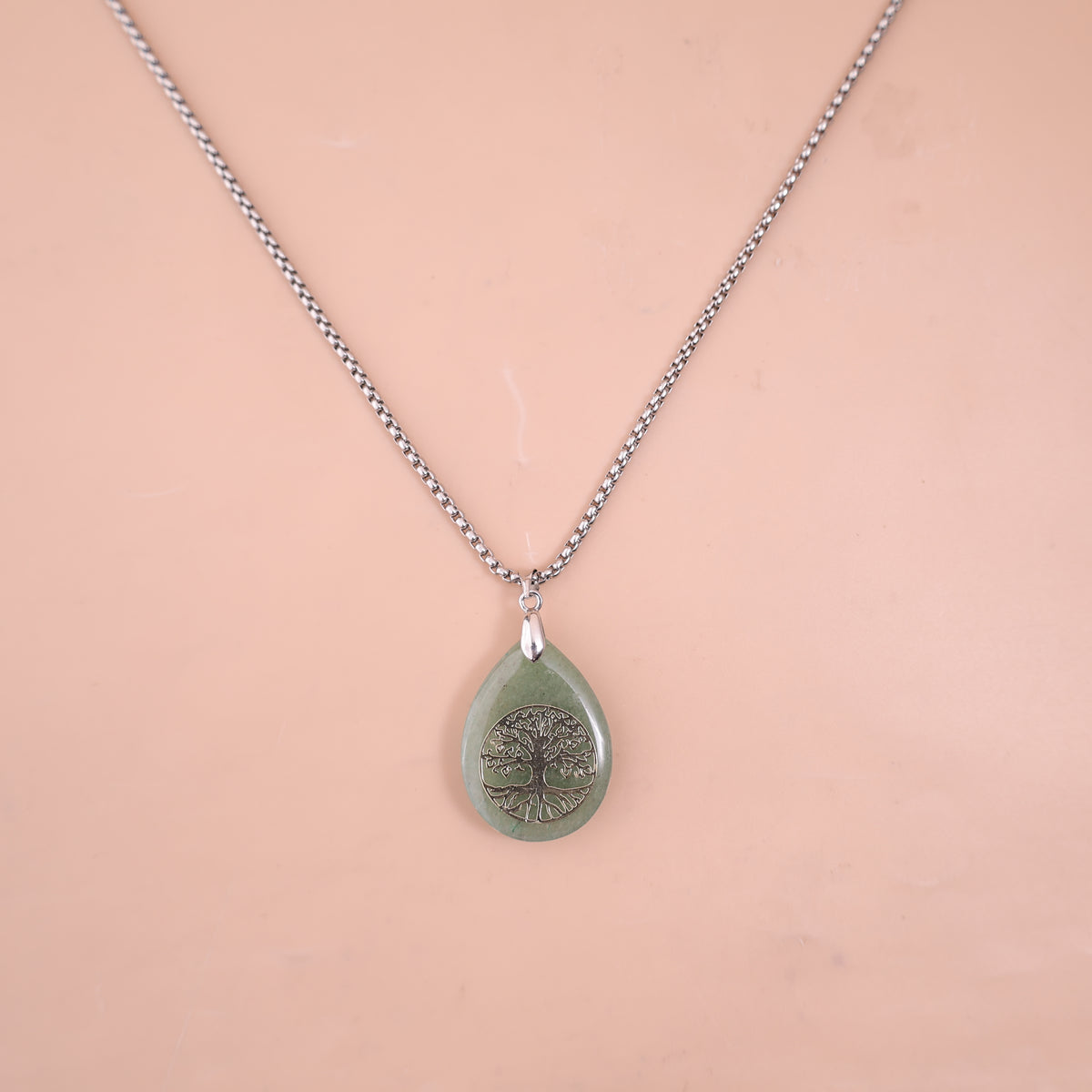 Green Aventurine Stone Tree of Life Pendant for Success & New Beginning – Abhimantrit & Certified