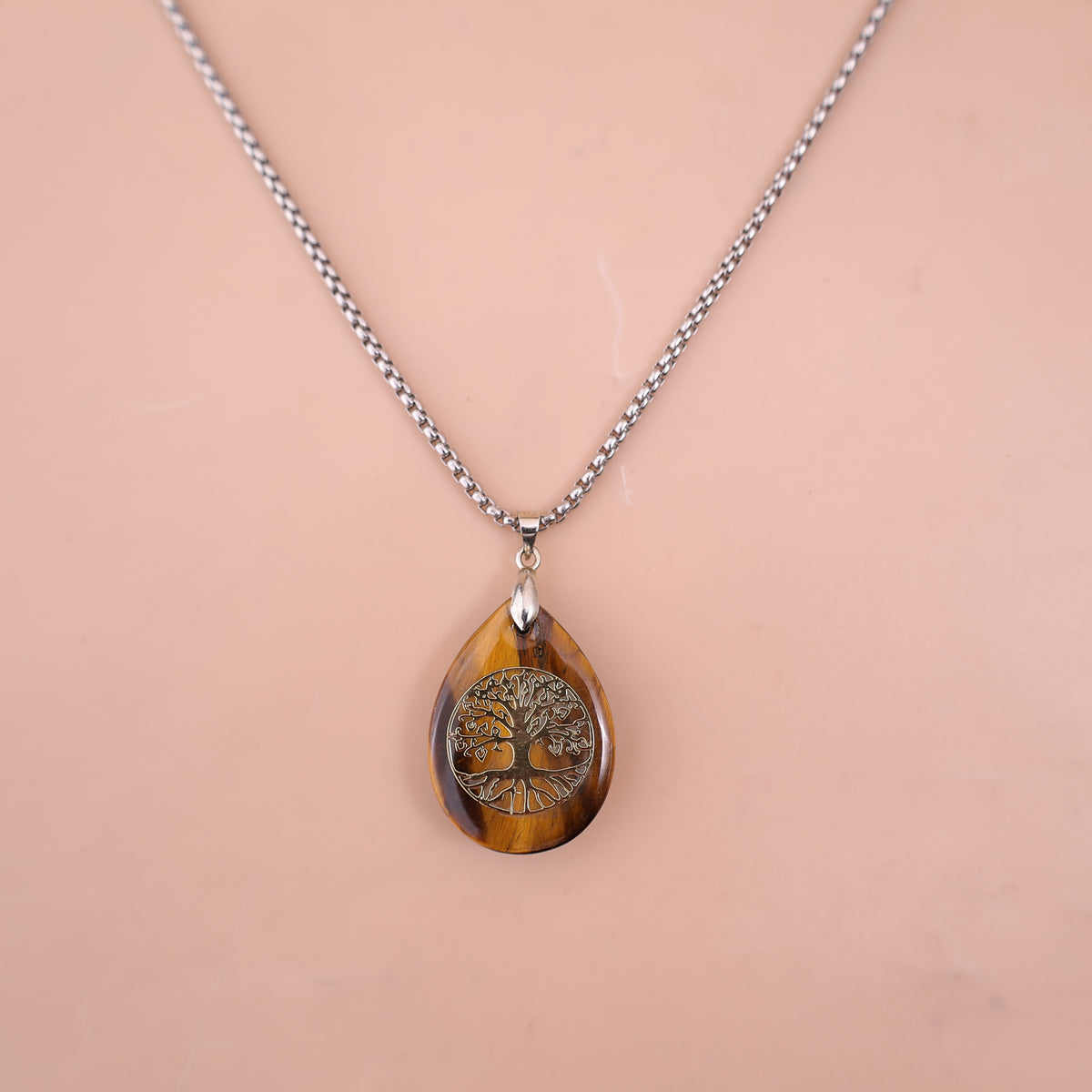 Tiger Eye Stone Tree of Life Pendant for Abundance & Wealth Enhancement - Abhimantrit & Certified