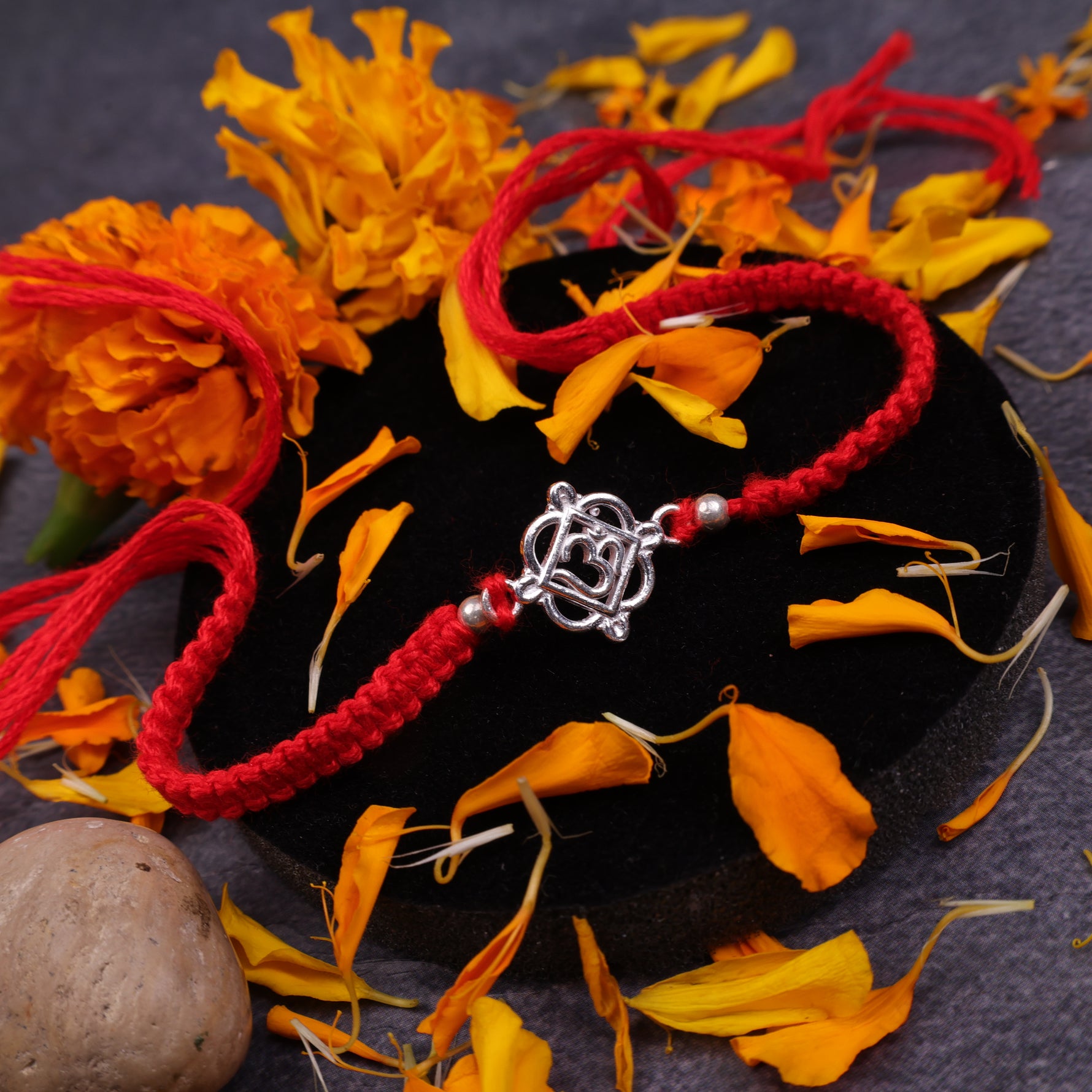 925 Sterling Silver Om Rakhi | Sacred Om Raksha Bandhan Rakhi | Handmade Adjustable Thread Rakhi for Brother