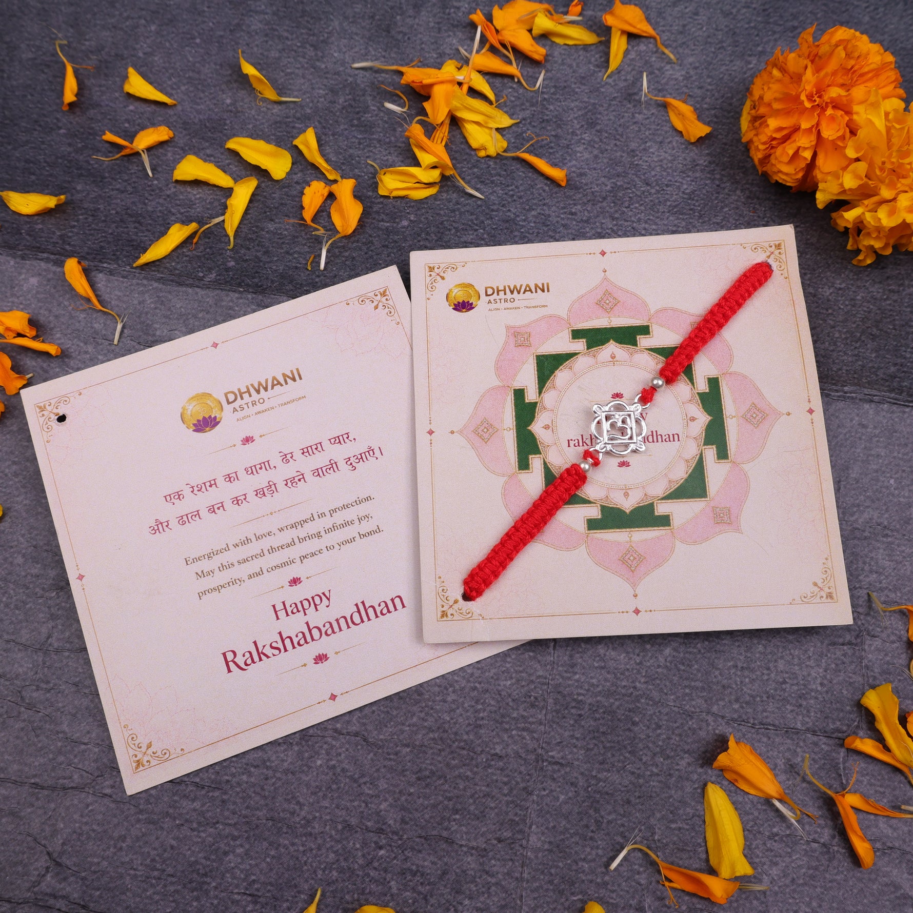 925 Sterling Silver Om Rakhi | Sacred Om Raksha Bandhan Rakhi | Handmade Adjustable Thread Rakhi for Brother
