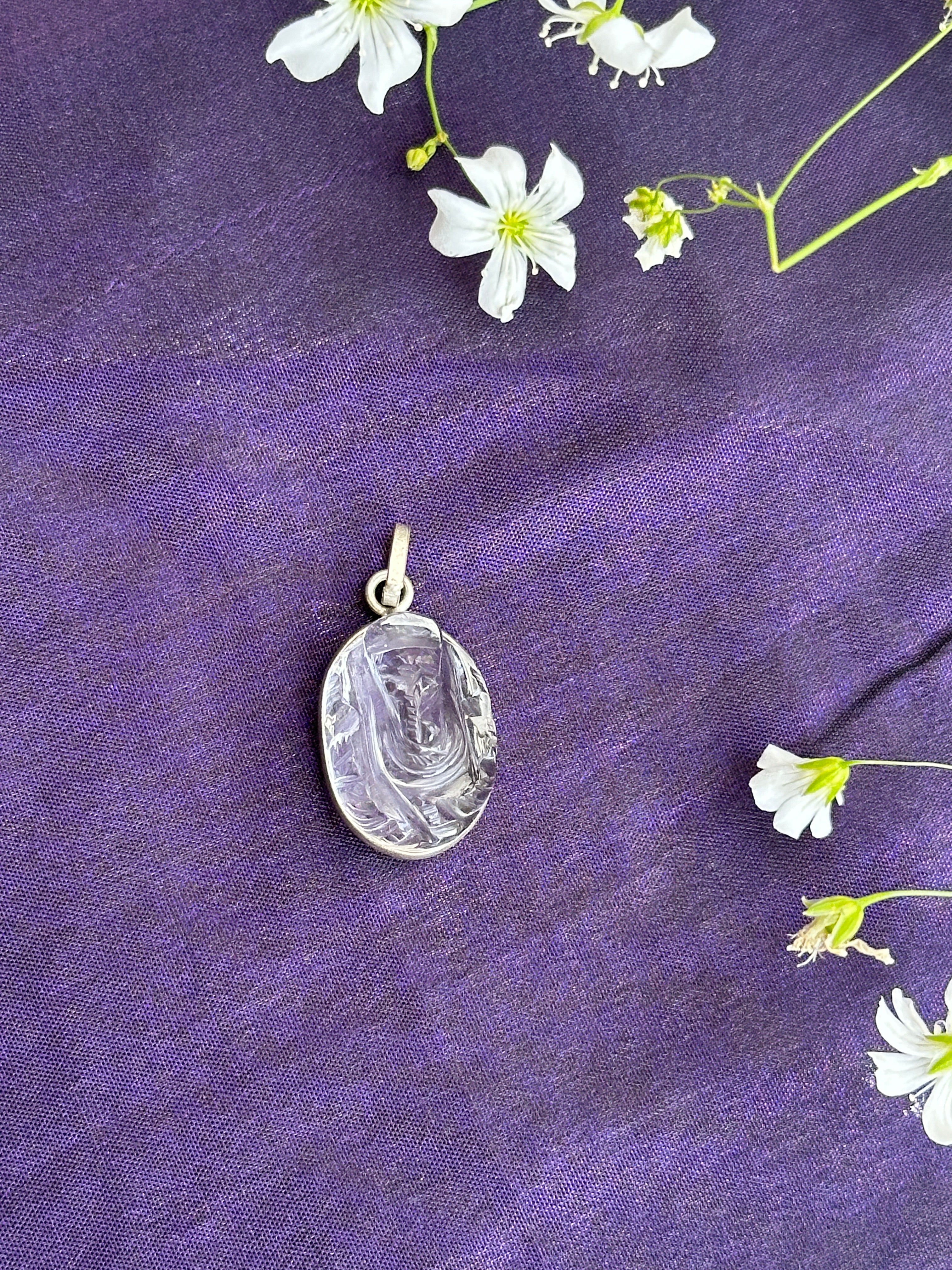 Clear Quartz Ganesha Pendant - Abhimantrit