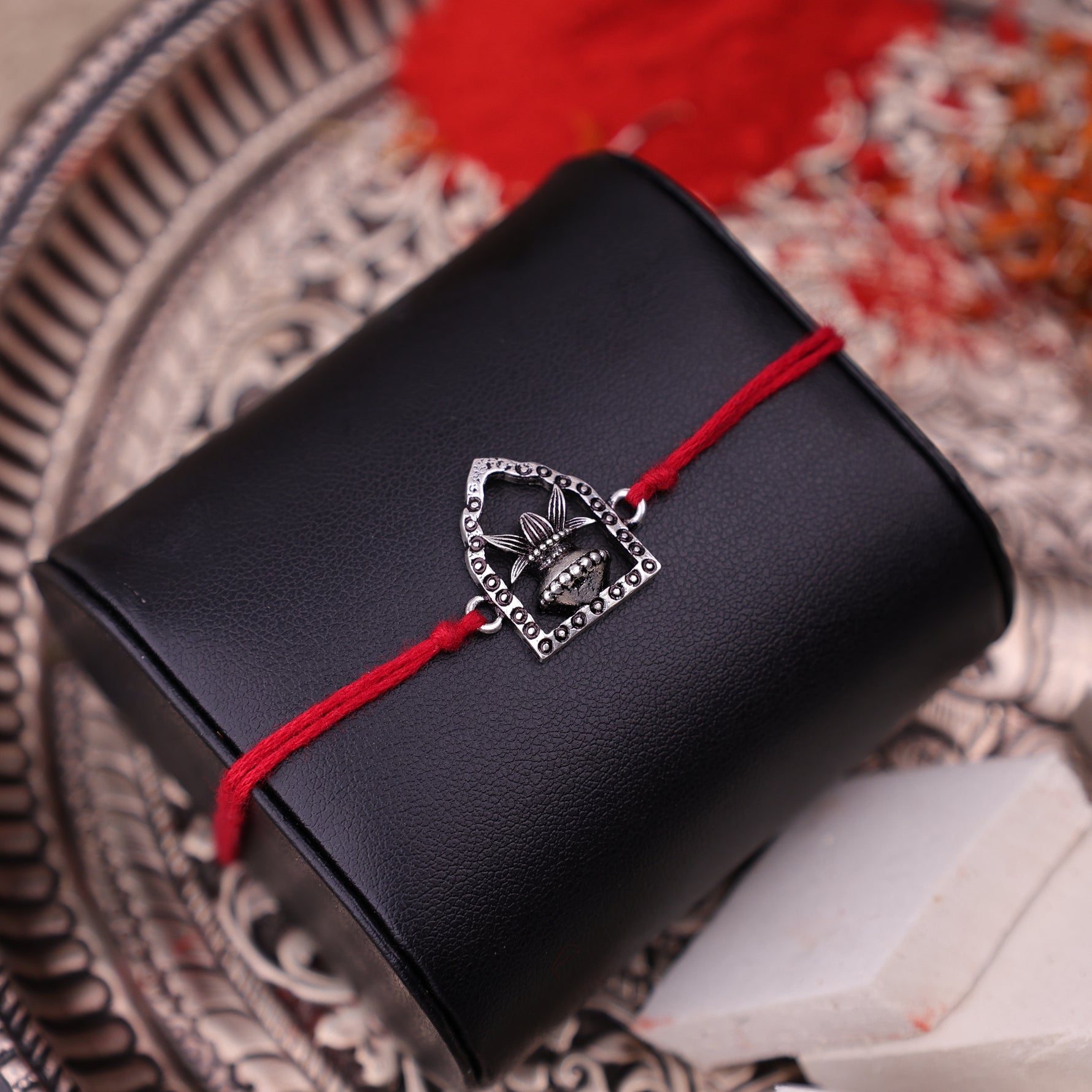 925 Pure Silver Kalash Rakhi for Prosperity, Abundance & Divine Blessings