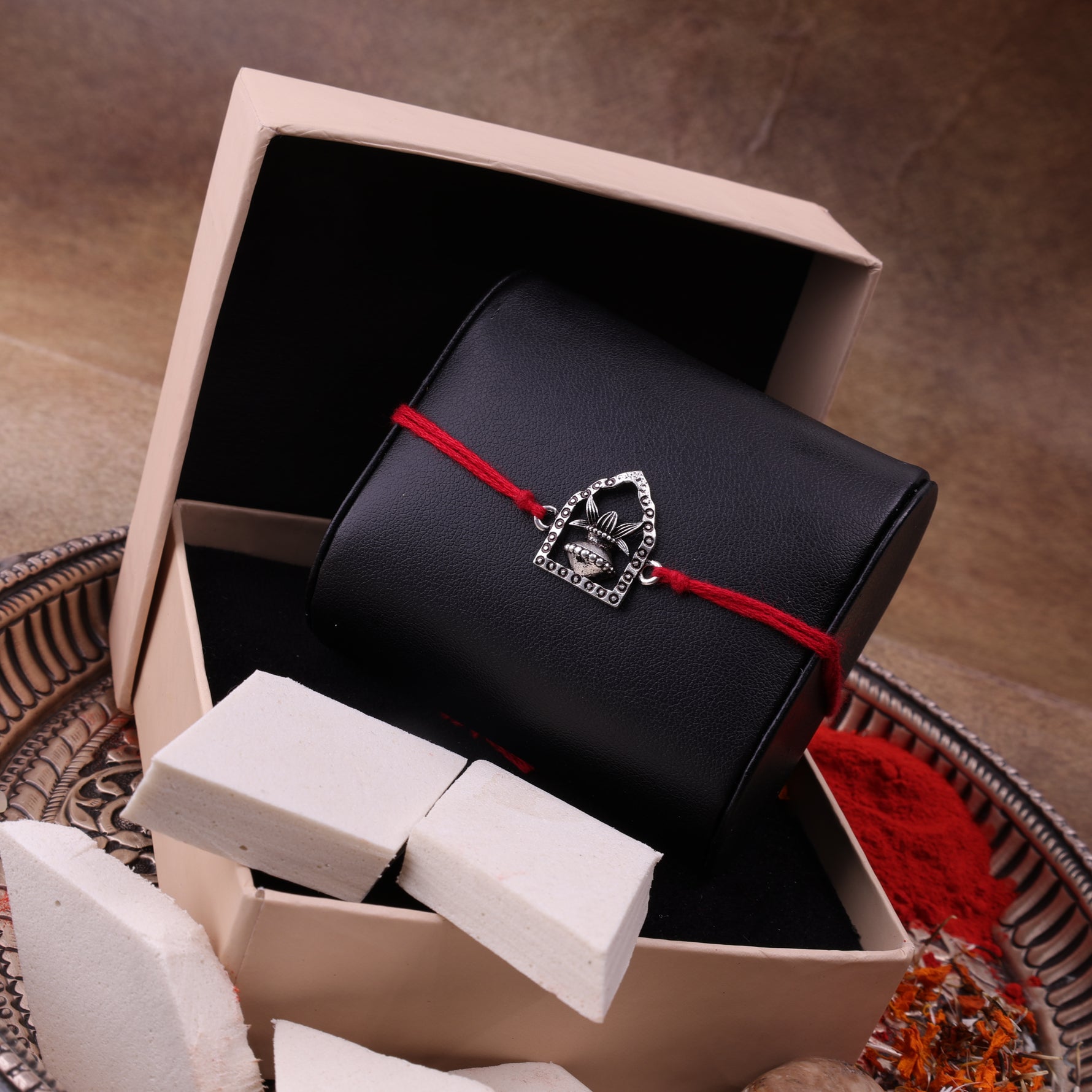 925 Pure Silver Kalash Rakhi for Prosperity, Abundance & Divine Blessings