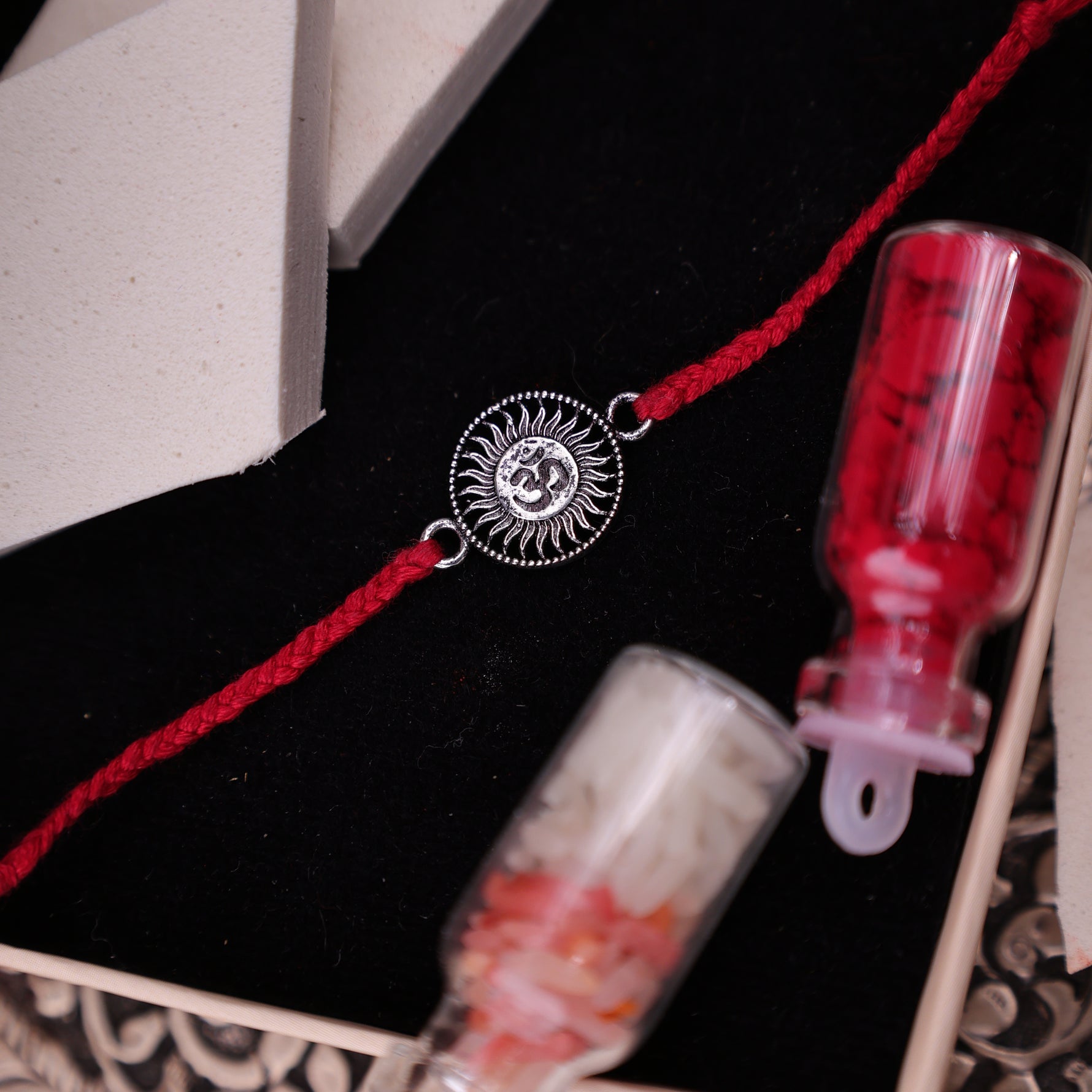 925 Pure Silver Round Om Rakhi for Peace & Protection