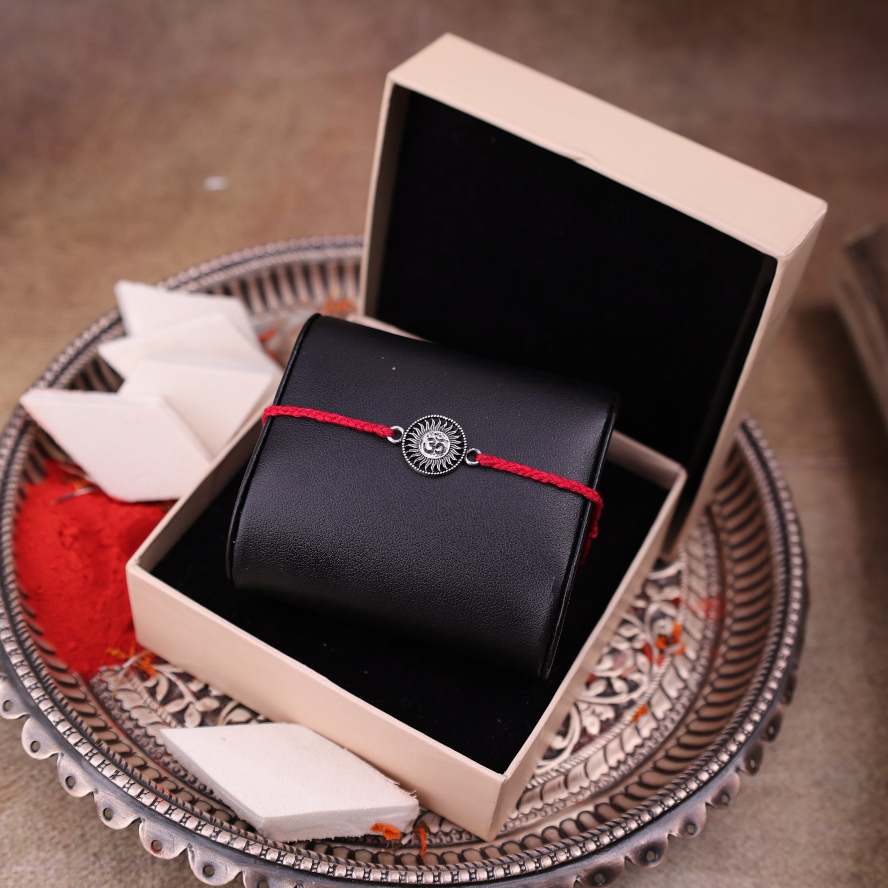 925 Pure Silver Round Om Rakhi for Peace & Protection