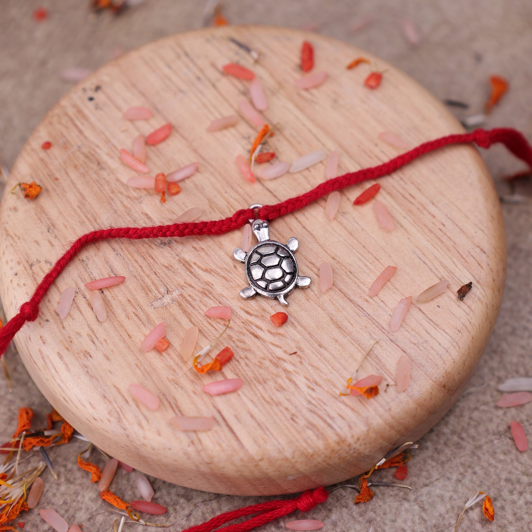 925 Pure Silver Turtle Thread Rakhi for Stability & Prosperity