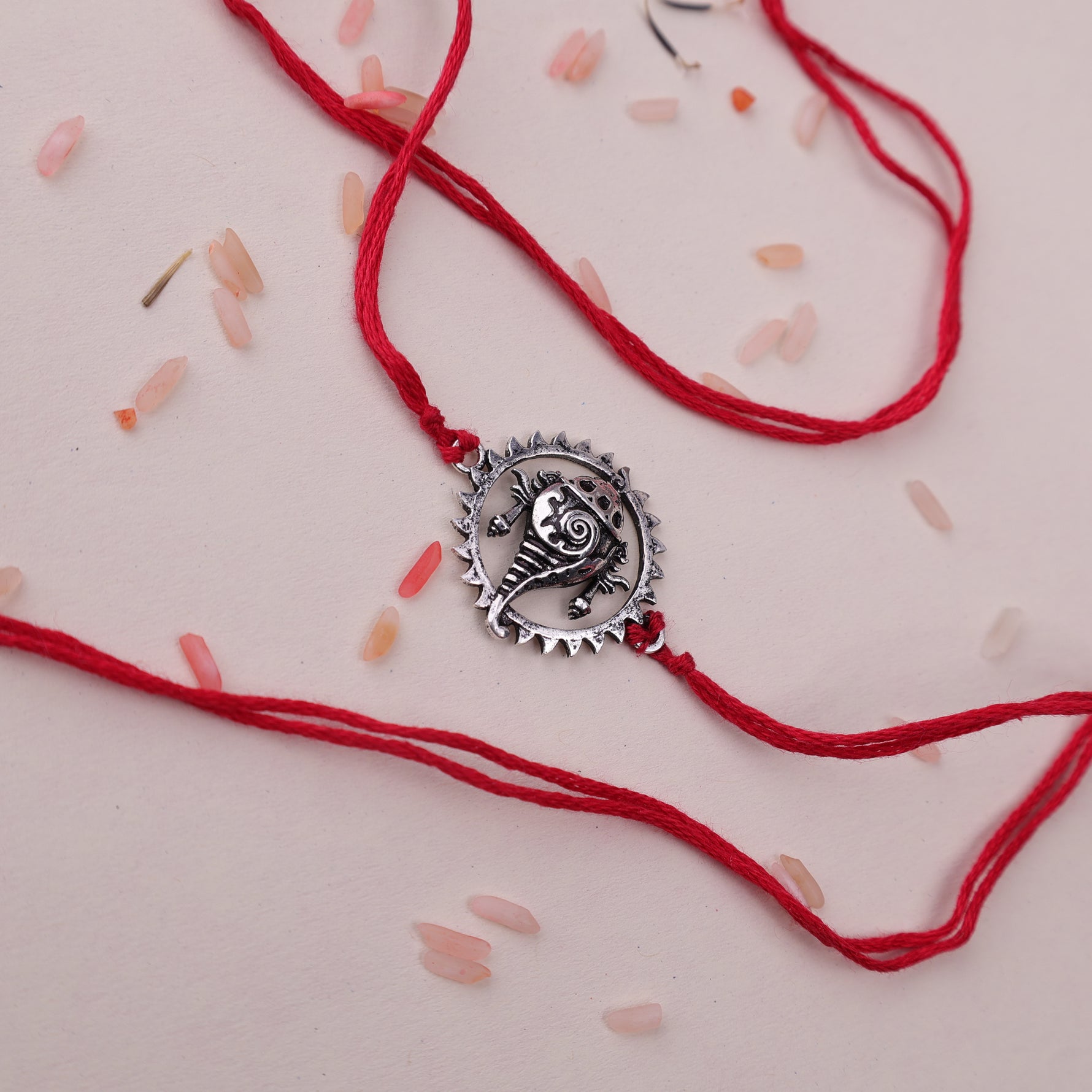 925 Pure Silver Shankh Rakhi for Vishnu Blessings