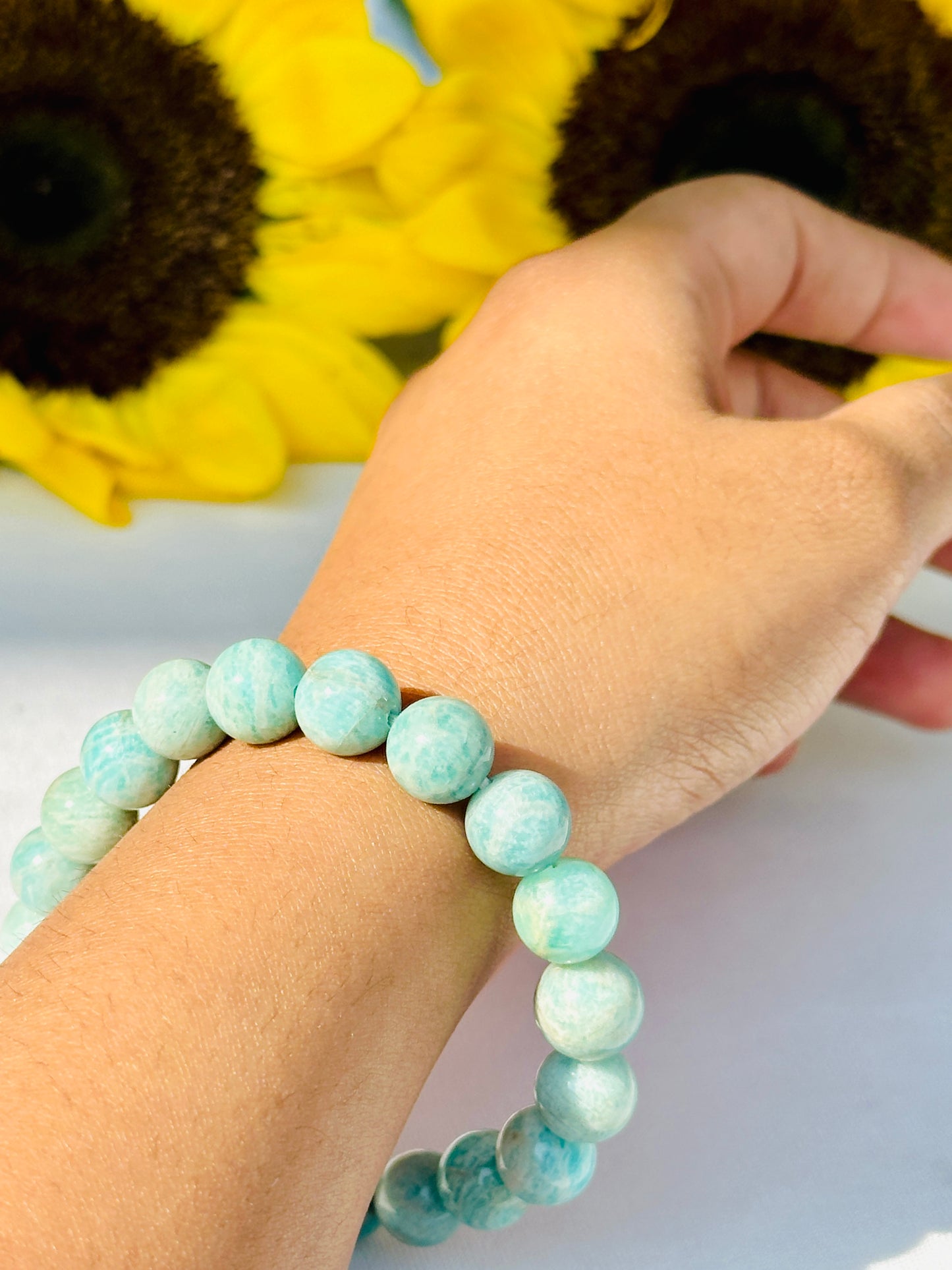 Enhances Love, Calms Your Mind, Beautifies Skin Bracelet (Amazonite) - Abhimantrit & Certified