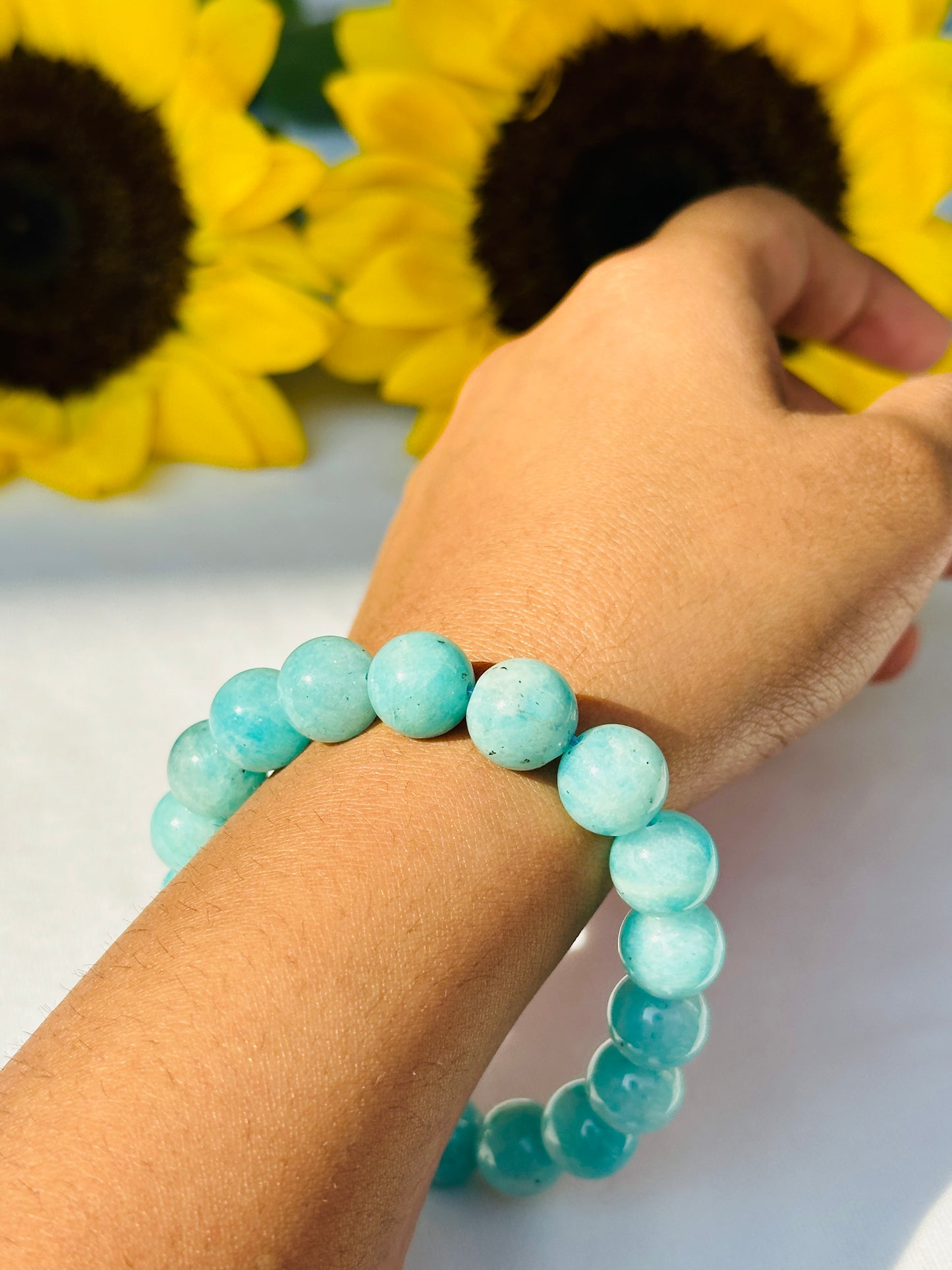 Enhances Love, Calms Your Mind, Beautifies Skin Bracelet (Amazonite) - Abhimantrit & Certified