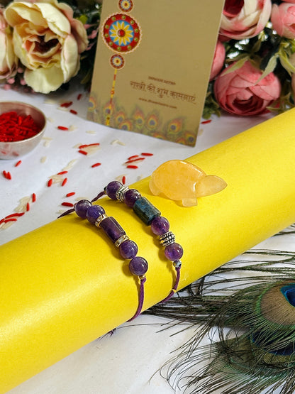 Love, Luck and Harmony Combo of 2 Bhaiya and Bhabhi Rakhi- Abhimantrit Rakhi