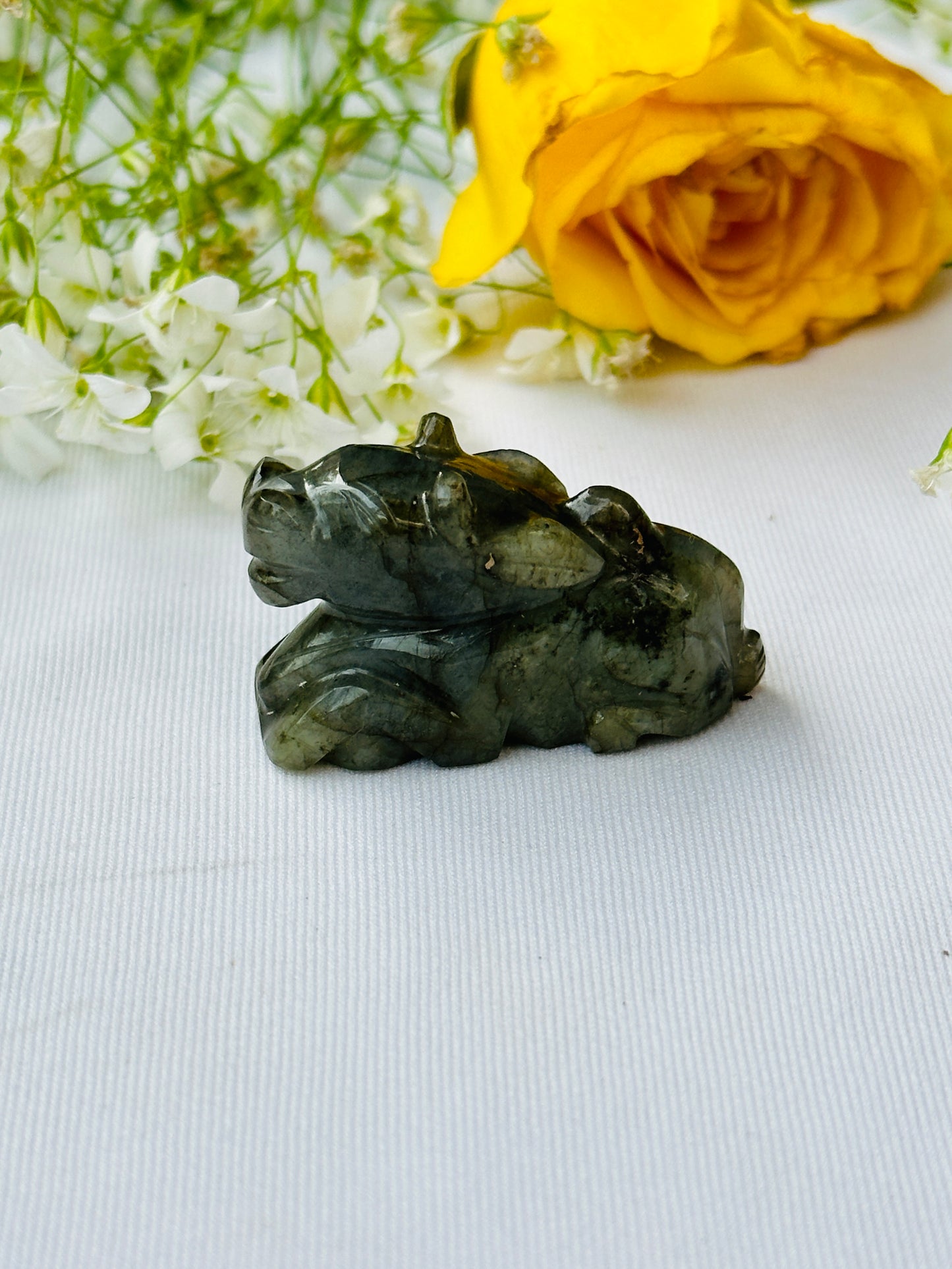 Labradorite Nandi (H-2.5cm, W-4cm) - Abhimantrit