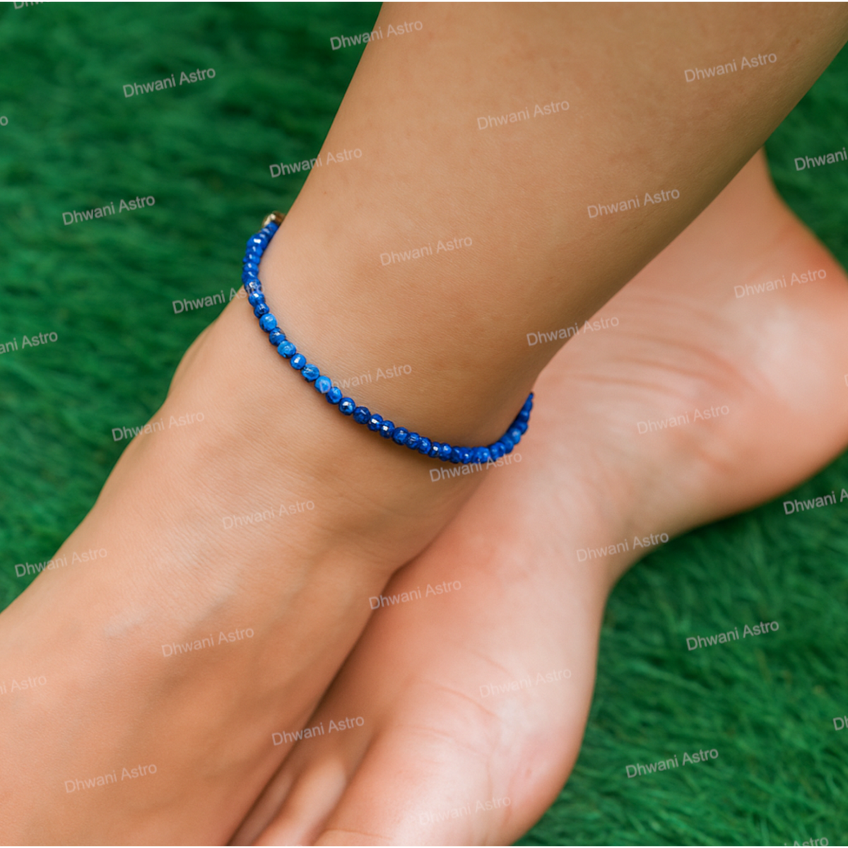 Lapis Lazuli Diamond Cut Anklet - Abhimantrit & Certified