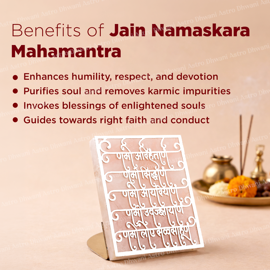 Jain Namaskar Mahamantra Rose Quartz Tealight Candle Stand