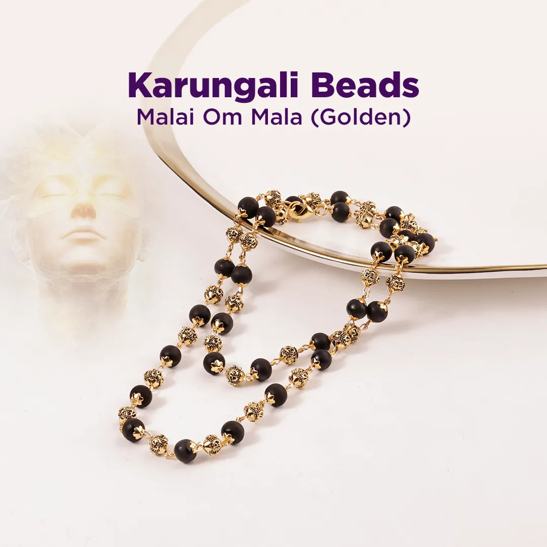 Karungali Beads Malai OM Mala (Silver & Golden) for Protection & Peace
