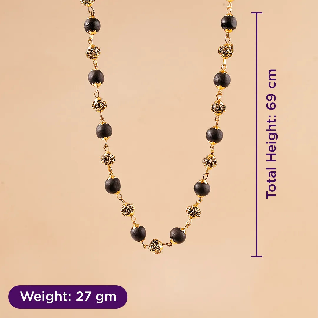 Karungali Beads Malai OM Mala (Silver & Golden) for Protection & Peace
