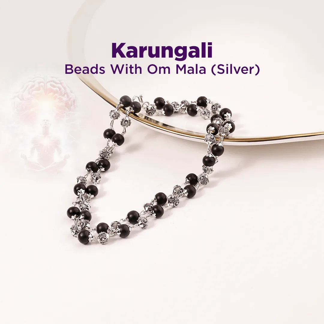 Karungali Beads Malai OM Mala (Silver & Golden) for Protection & Peace