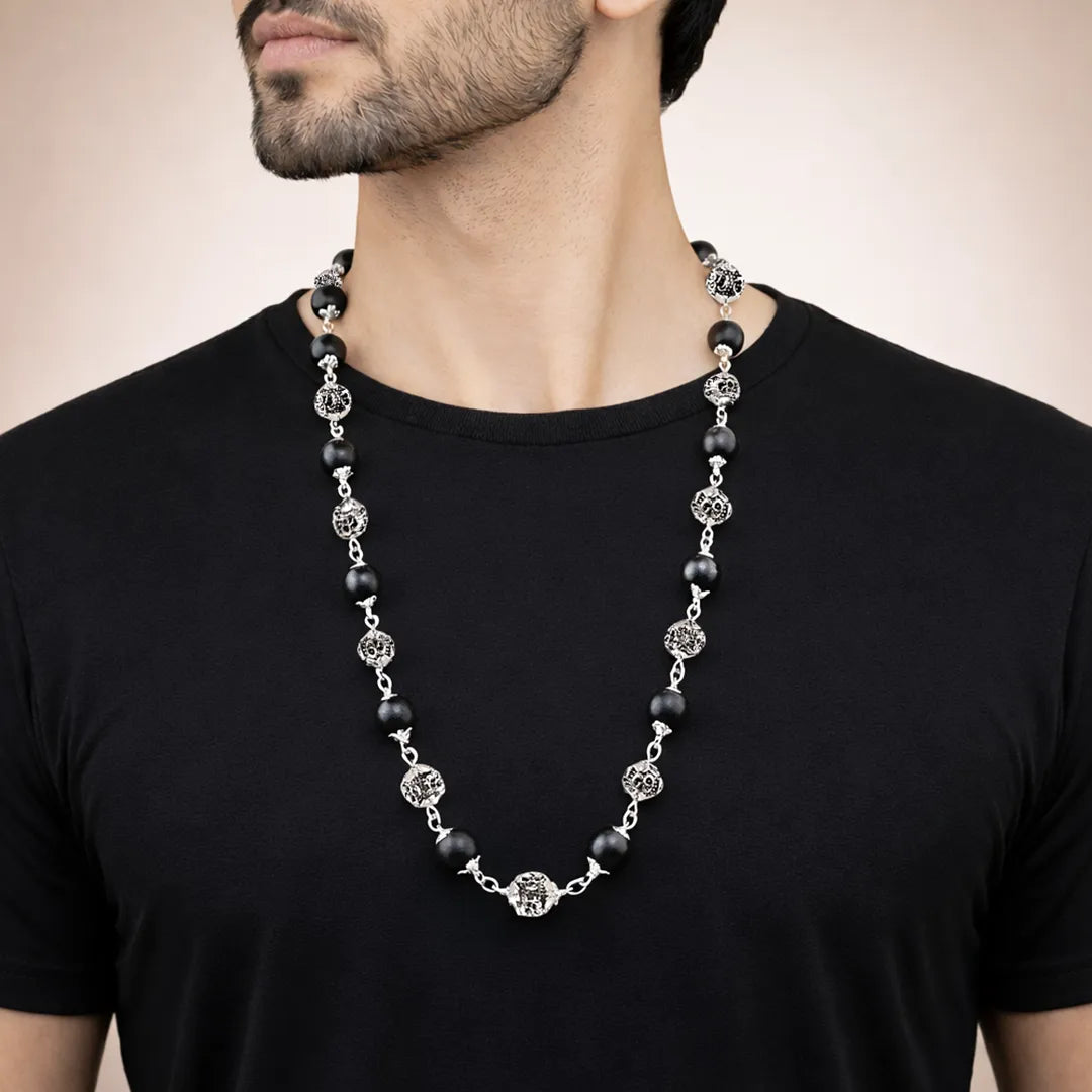 Karungali Beads Malai OM Mala (Silver & Golden) for Protection & Peace