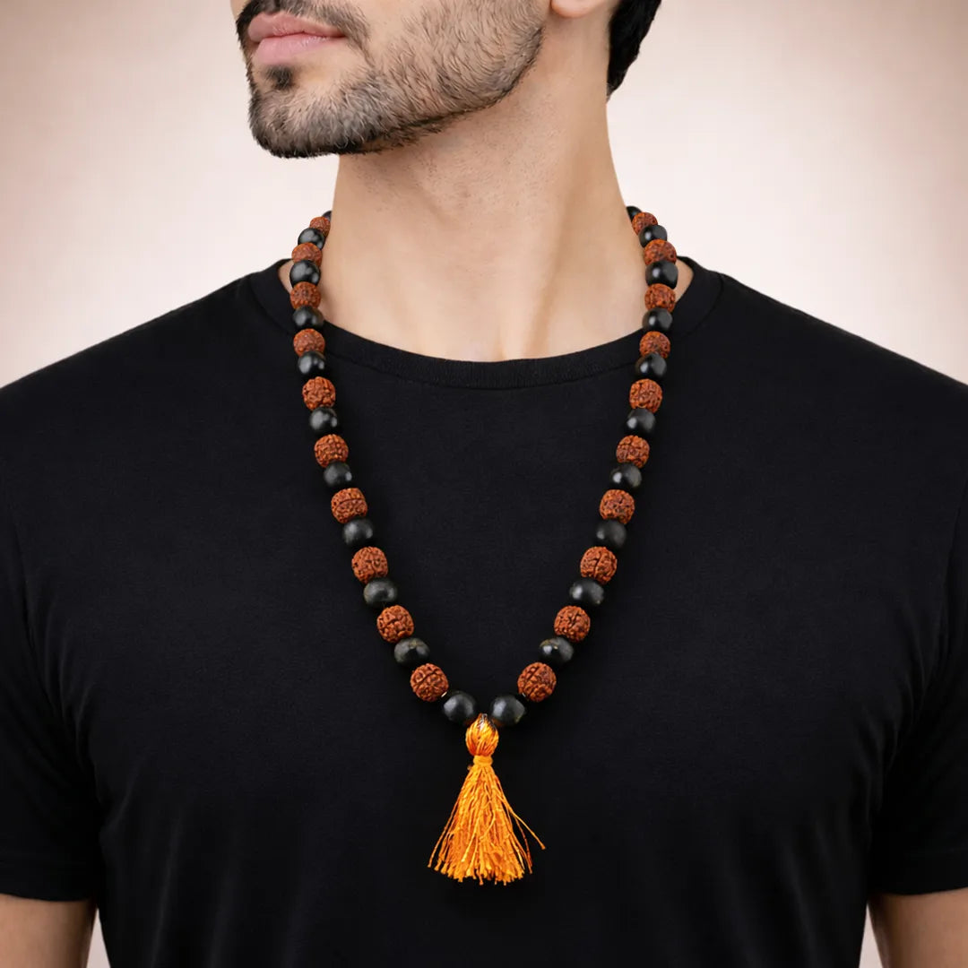 Karungali Rudraksha Jap Mala for Meditation, Protection & Focus