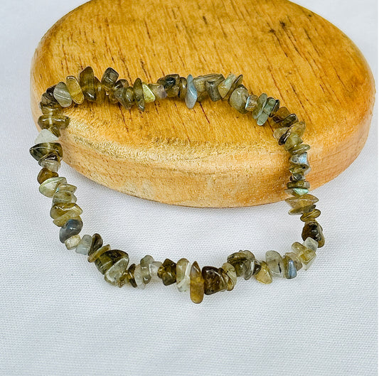 Awaken your inner Power & open you Third Eye Chakra: Labradorite Uncut Crystal Bracelet - Abhimantrit & Certified