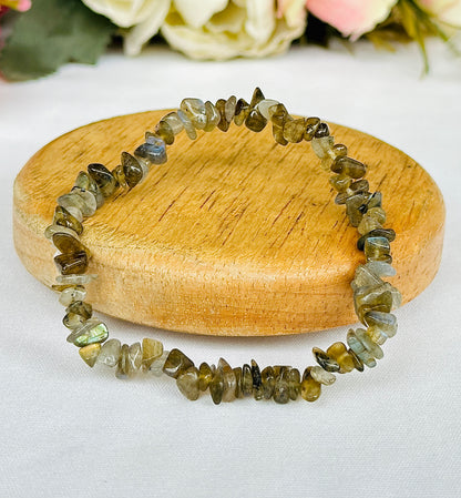 Labradorite Uncut Crystal Bracelet - Abhimantrit & Certified