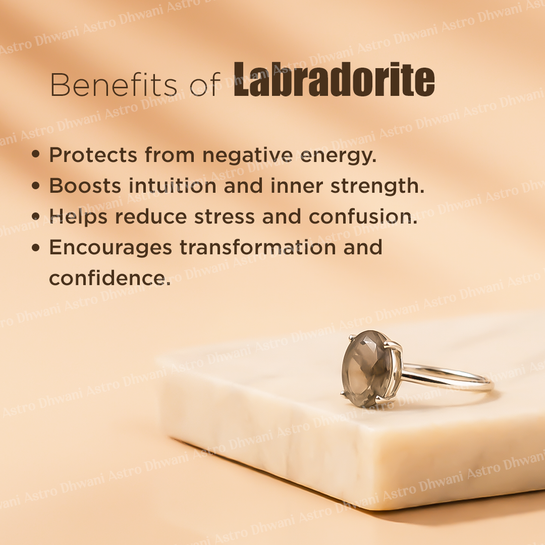 Labradorite Ring(Inner Power & Third Eye Chakra) - Abhimantrit & Certified