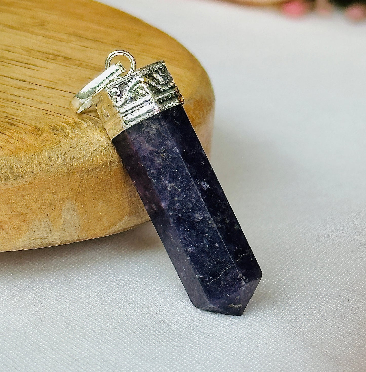 Lepidolite Pencil Pendant - Abhimantrit & Certified