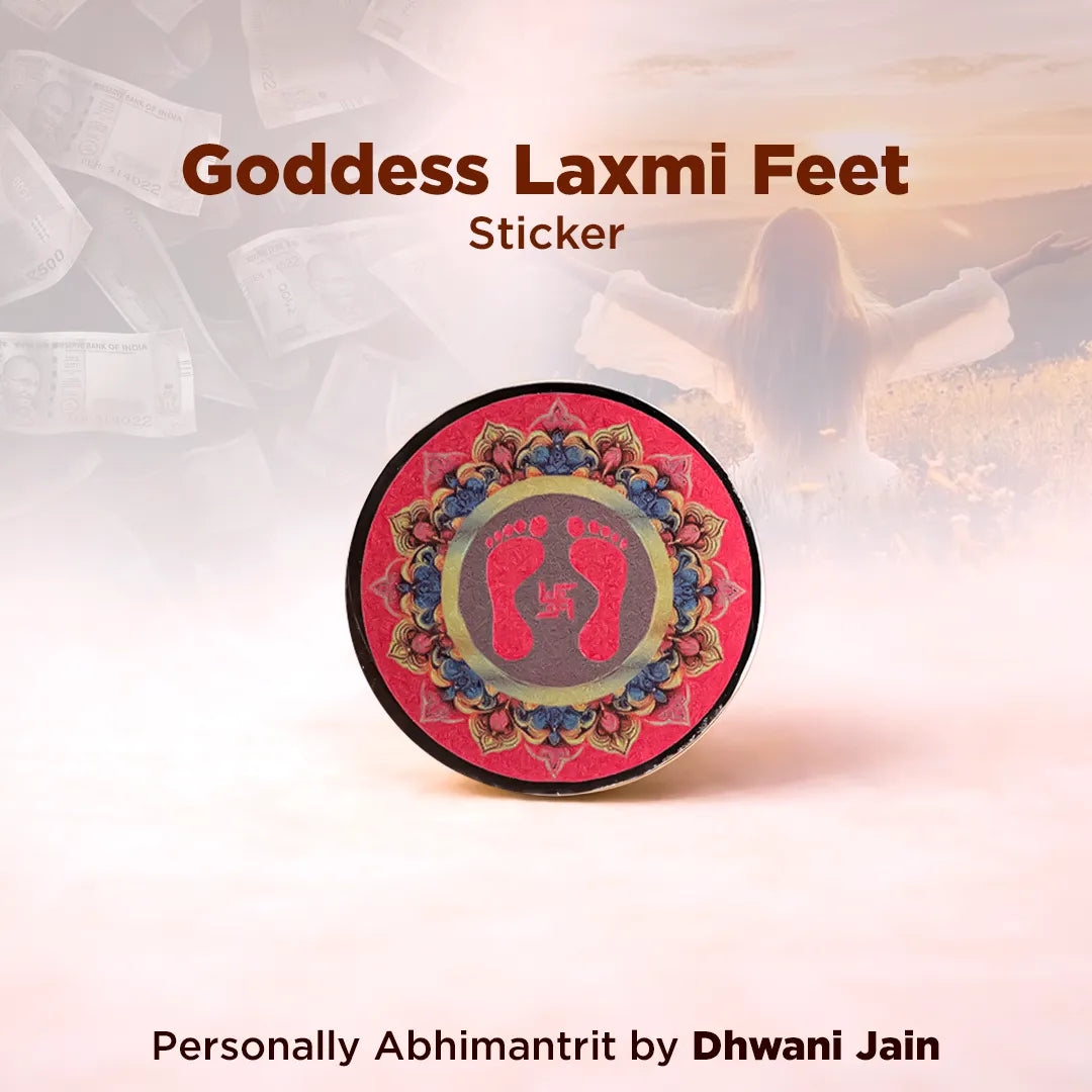 Goddess Laxmi Feet sticker with decorative design on a white background