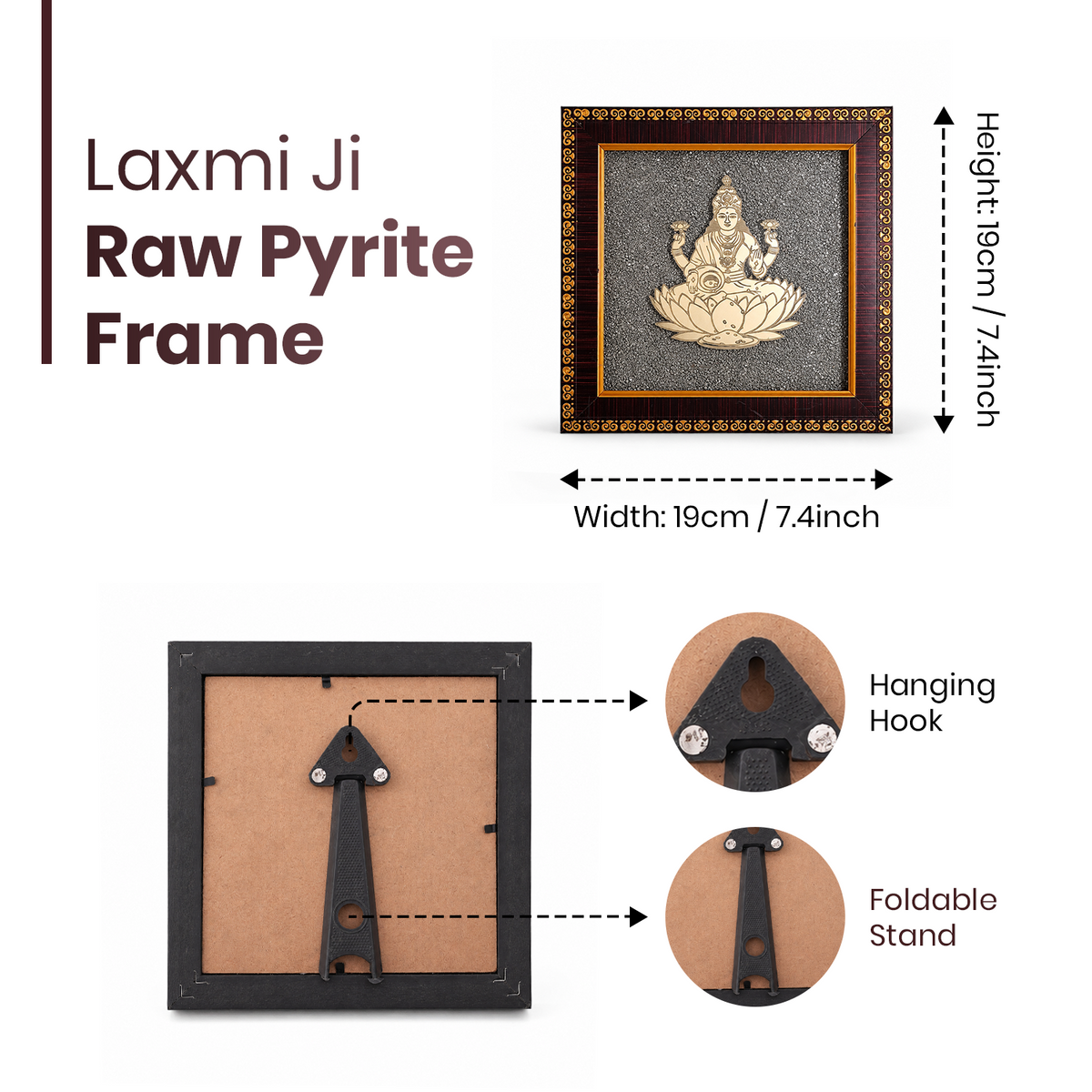 Laxmi Ji Raw Pyrite Frame - Prosperity & Wealth Energy Frame