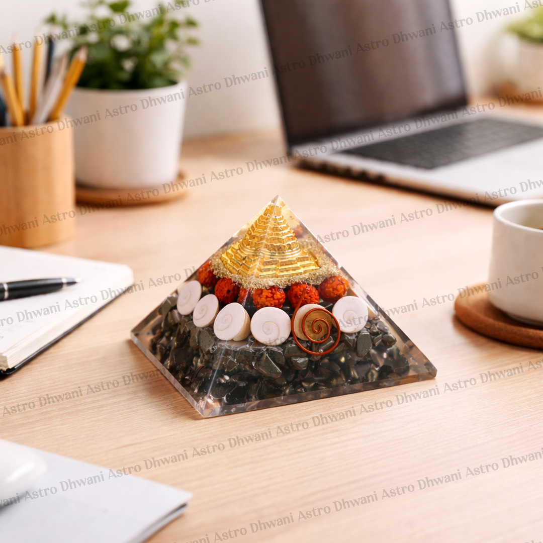 Laxmi & Vishnu with Pyrite Pyramid - Abhimantrit