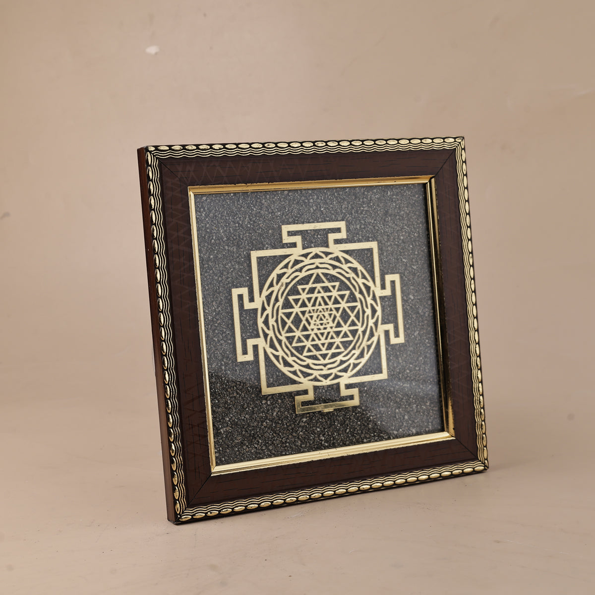 Shri Yantra Raw Pyrite Frame - Wealth & Success Energy Frame