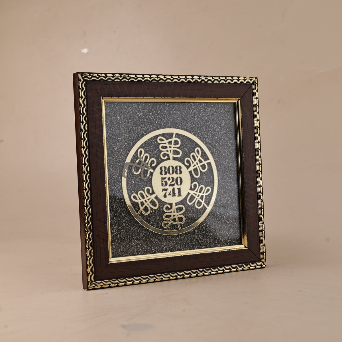 Numerology Healing Yantra Raw Pyrite Frame - Energy Balance & Prosperity Frame