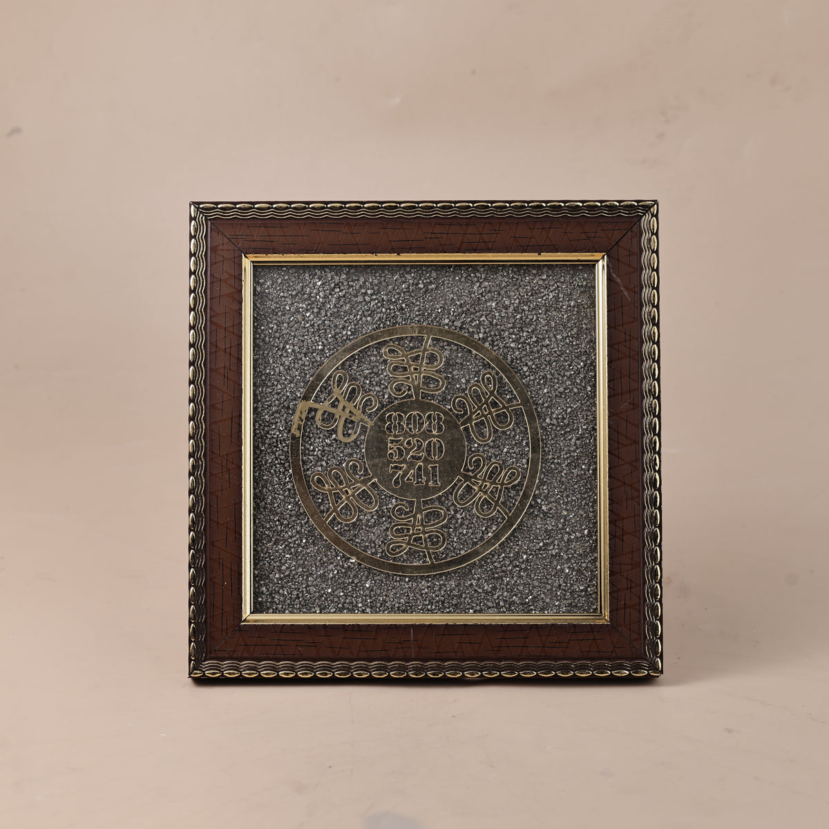 Numerology Healing Yantra Raw Pyrite Frame - Energy Balance & Prosperity Frame